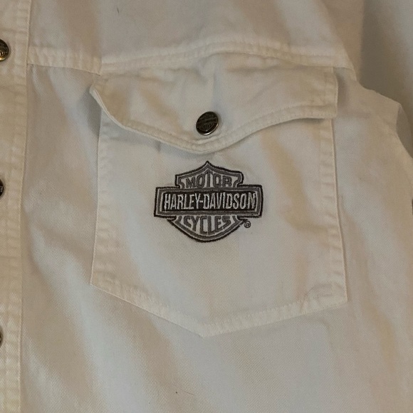 HARLEY DAVIDSON MENS WHITE DENIM XL - Picture 2 of 8